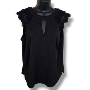 Medium Trende Black Lace Accent Top Keyhole Neckline Accent Stretch Goth